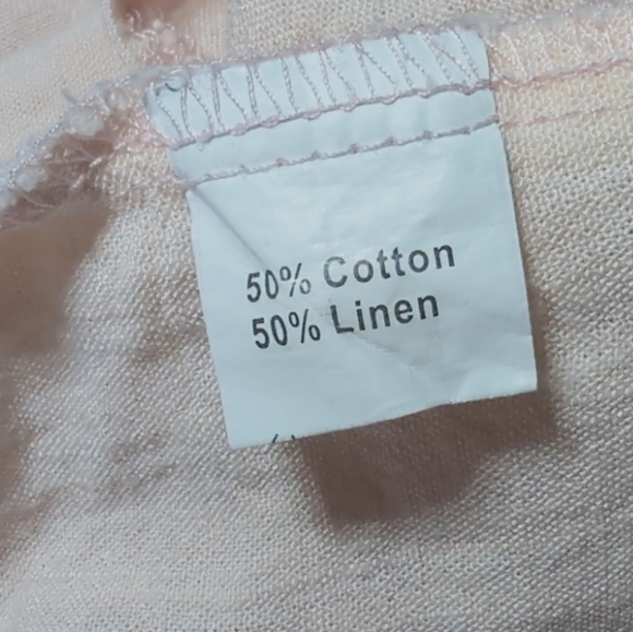Amaryllis Women's Sz L Light Pink Linen Blend Button Down Shirt - Picture 6 of 6